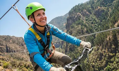 Skybike flying over Valle Sagrado - Sam's Zipline